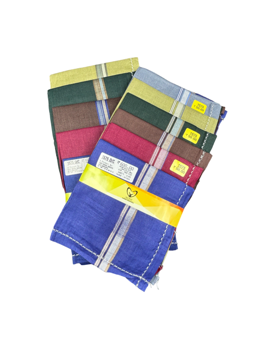 Womy Premium Pure Cotton 1575 DC  | Luxurious Satin Border Handkerchief | Dark Color- Pack of 12 - Image 2