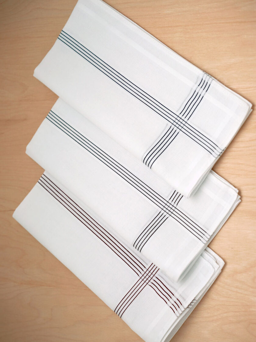 Womy Premium Pure White Cotton 2500 WB  | Luxurious Satin Border Handkerchief - Pack of 12 - Image 2