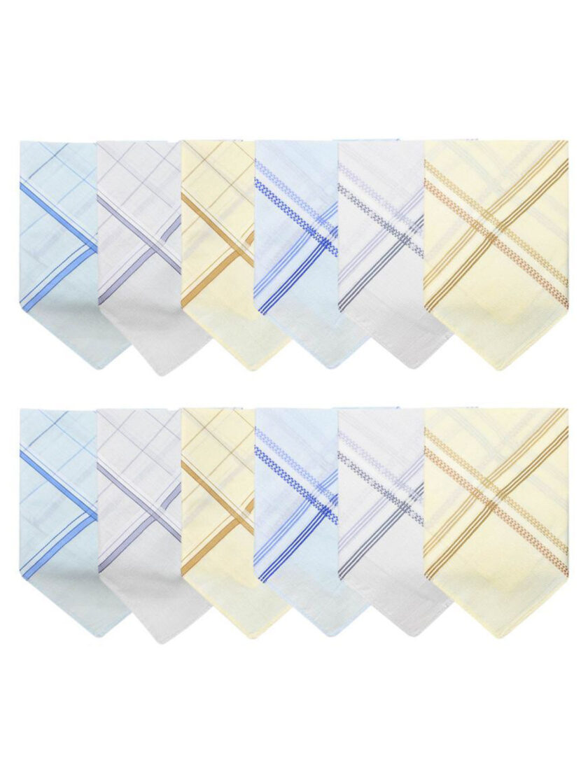 Womy Premium Pure Cotton 2550 LM  | Luxurious Satin Border Handkerchief | Light Color- Pack of 12 - Image 3
