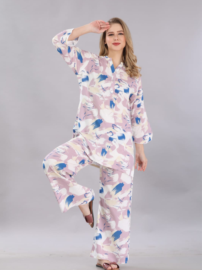 Womy Rayon Co Ord Set Full Sleeves 5043 | Premium Lounge Wear | Soft & Luxury Sleepwear - Image 3