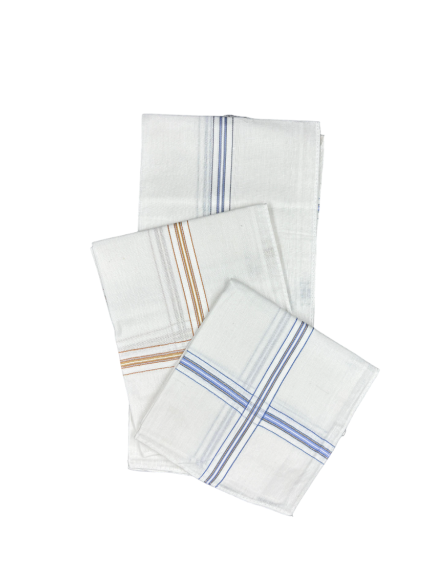 Womy Premium Pure White Cotton 2600 WB  | Luxurious Satin Border Handkerchief - Pack of 12 - Image 2