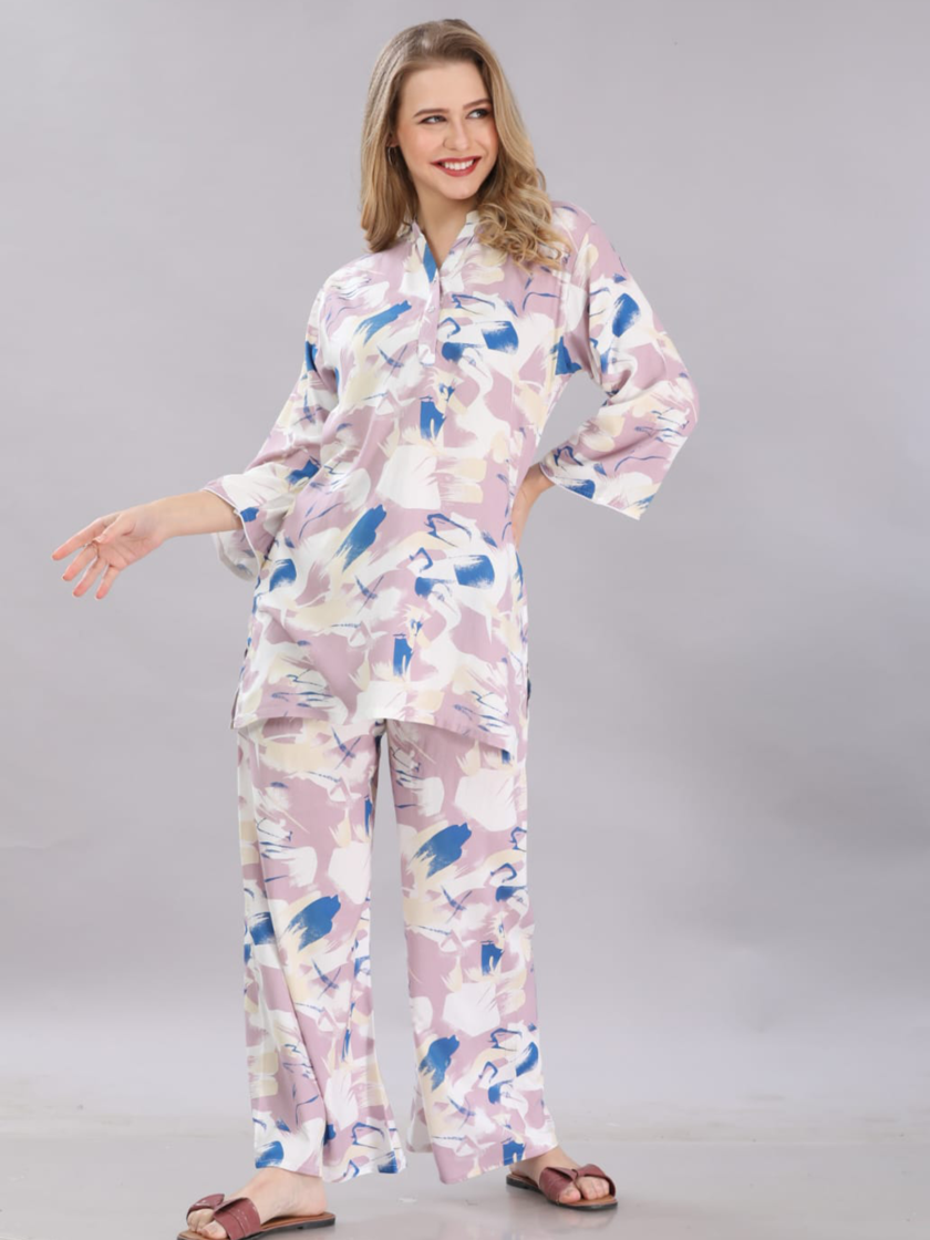 Womy Rayon Co Ord Set Full Sleeves 5043 | Premium Lounge Wear | Soft & Luxury Sleepwear - Image 5