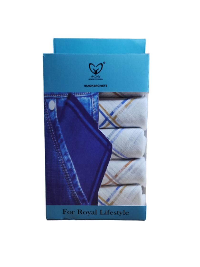 Womy Pure Premium Cotton Handkerchief 4400 WB | Luxurious Gift Set For Men | White Color With Satin Border - Pack Of 6 ( 2 Sets of 6pcs Each ) - Image 2
