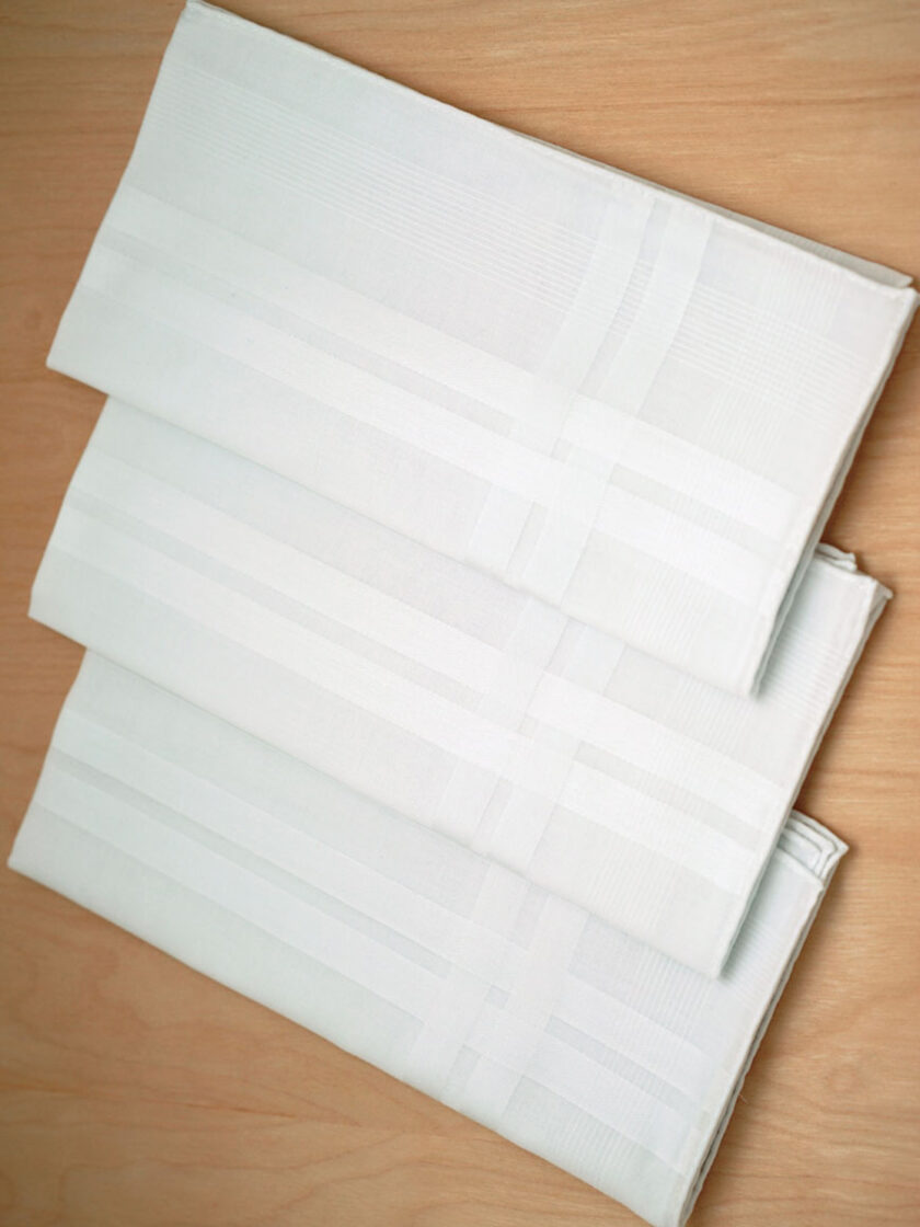 Womy Premium Pure White Cotton 6700 WW  | Luxurious Satin Border Handkerchief - Pack of 12 - Image 2
