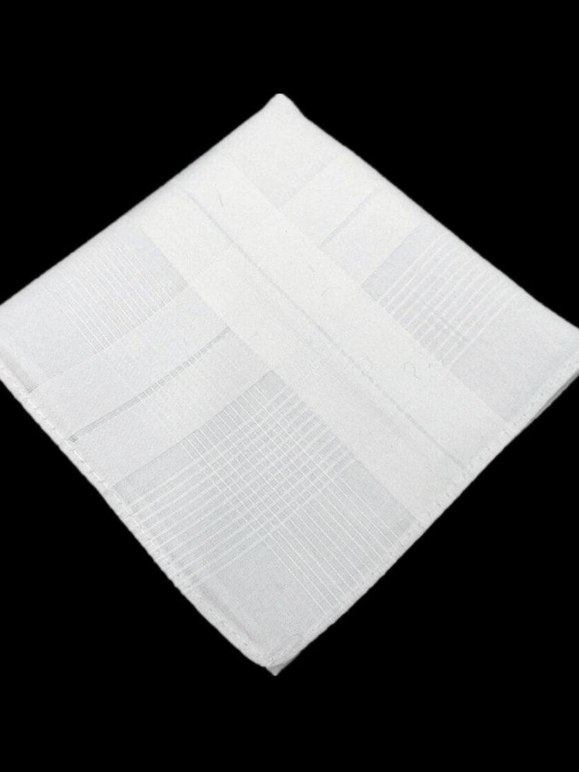 Womy Premium Pure White Cotton 6700 WW  | Luxurious Satin Border Handkerchief - Pack of 12 - Image 5