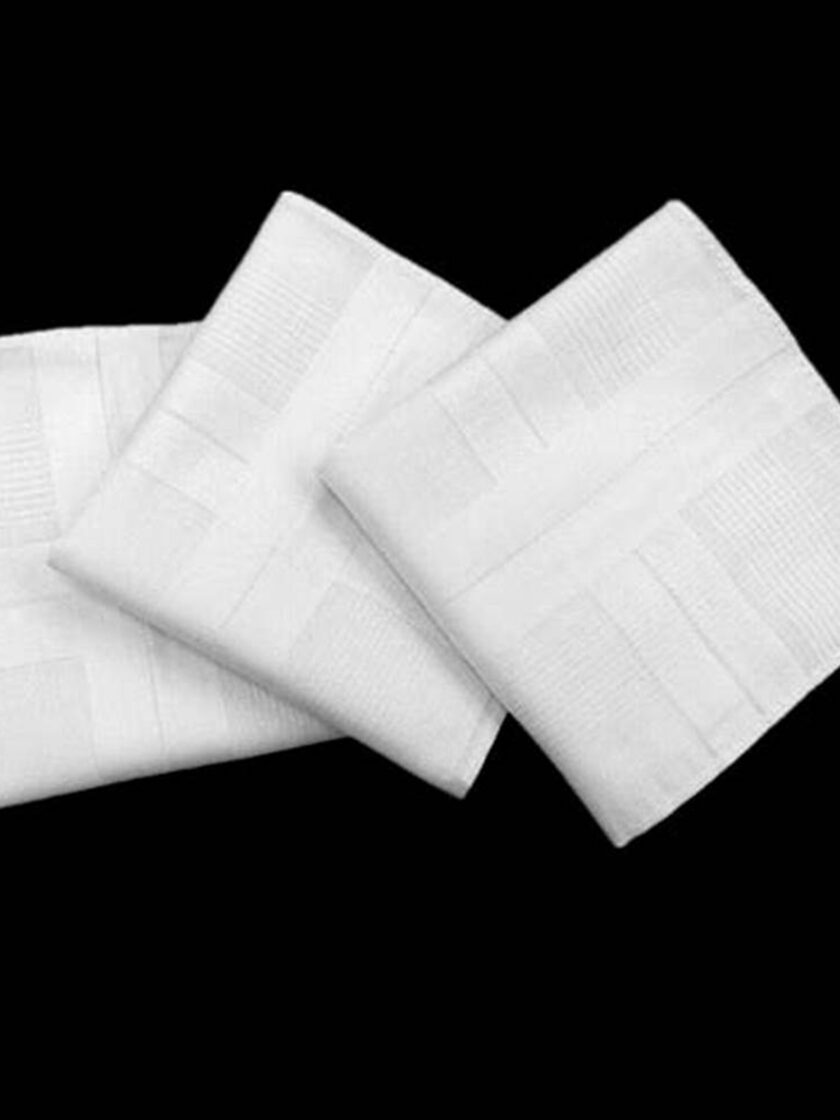 Womy Premium Pure White Cotton 6700 WW  | Luxurious Satin Border Handkerchief - Pack of 12 - Image 6