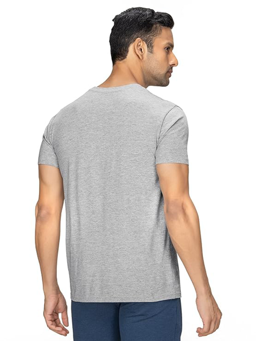 Womy Plain Light Grey T-Shirt For Men 19 |  Premium Lounge Wear | Luxury & Stylish All-Day Wear - Image 4