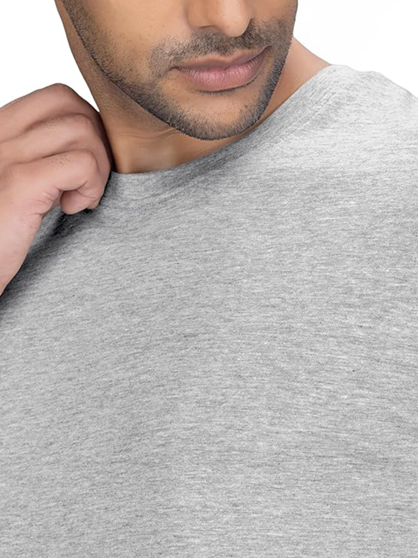 Womy Plain Light Grey T-Shirt For Men 19 |  Premium Lounge Wear | Luxury & Stylish All-Day Wear - Image 2