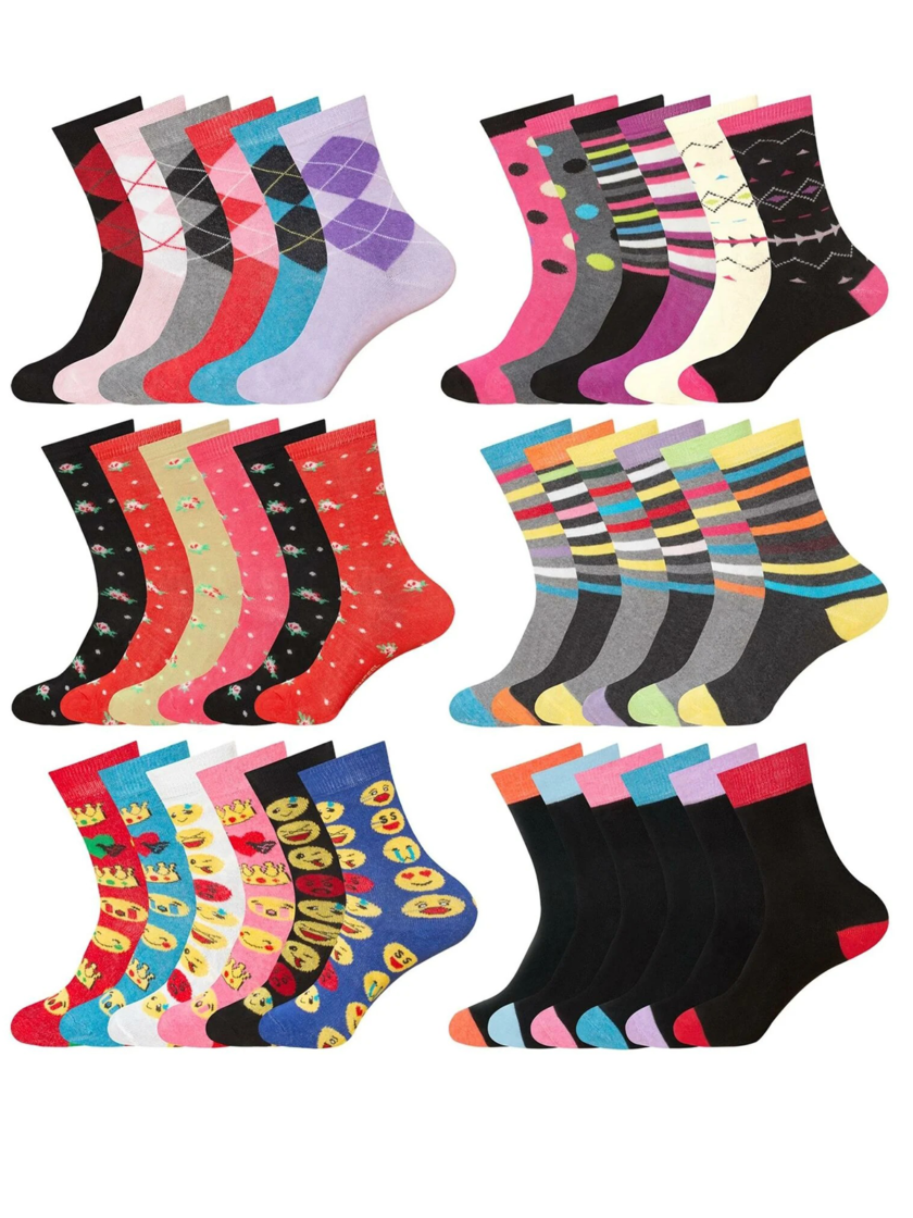 Womy Premium Socks for Women Printed Colours | Luxury Socks, Softness in Every Step | Pack Of 06 & 12 - Image 3