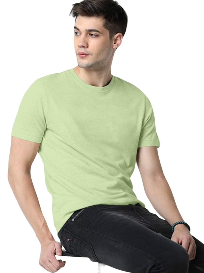 Womy Soft Plain Light Green T-Shirt for Men  | Premium Lounge Wear | Comfortable & Luxury All-Day Wear (69) - Image 2