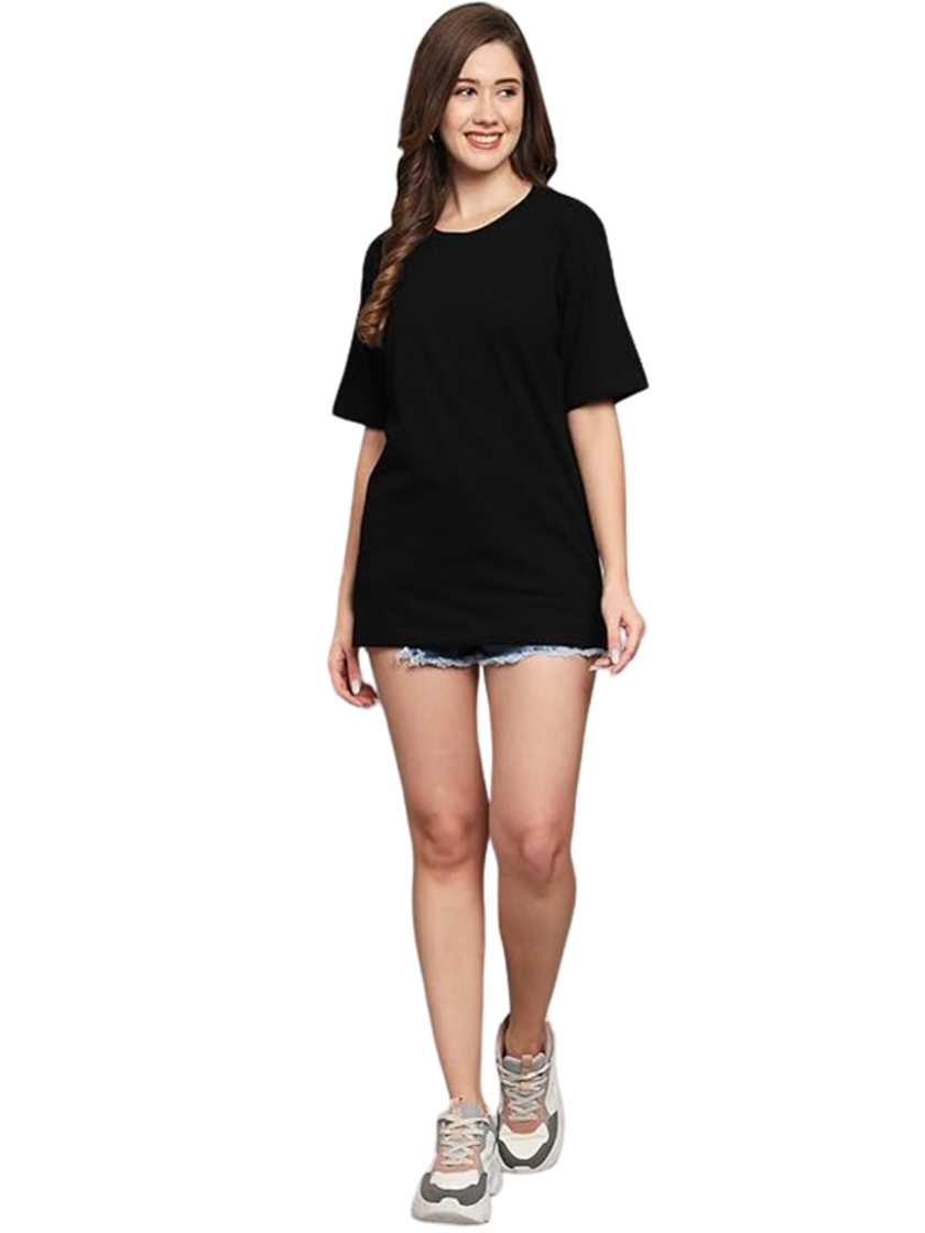 Womy Soft Plain Black T-Shirt for Women | Premium Lounge Wear | Comfortable & Luxury All-Day Wear (25) - Image 2