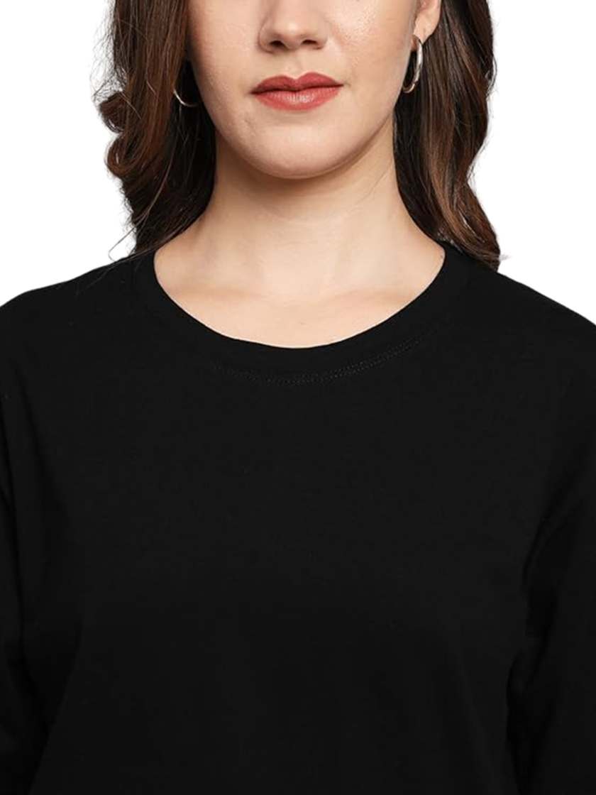Womy Soft Plain Black T-Shirt for Women | Premium Lounge Wear | Comfortable & Luxury All-Day Wear (25) - Image 3