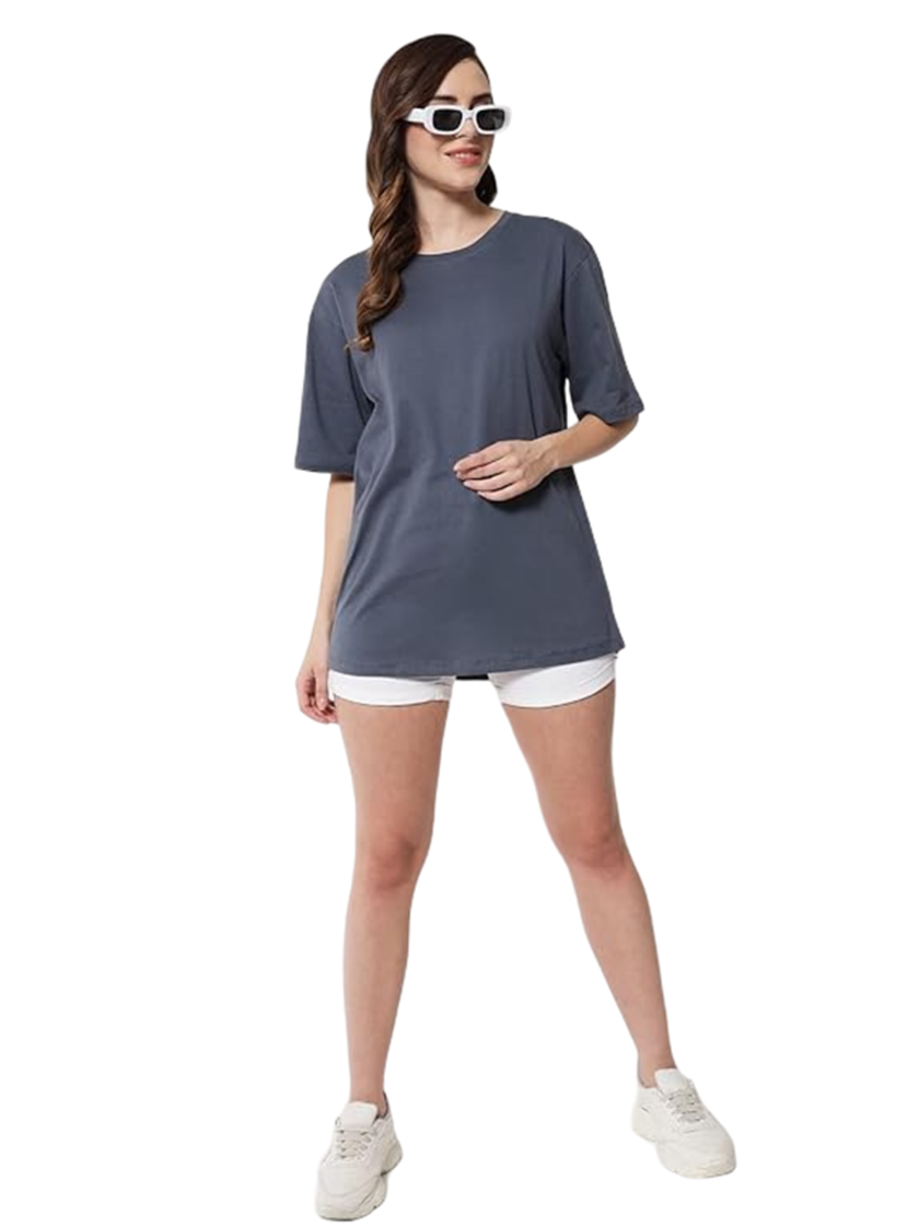 Womy Soft Plain Dark Grey T-Shirt for Women  | Premium Lounge Wear | Comfortable & Luxury All-Day Wear (29) - Image 4