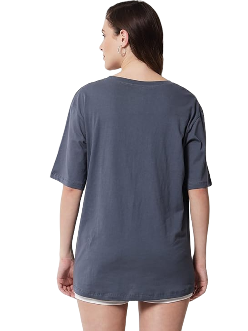 Womy Soft Plain Dark Grey T-Shirt for Women  | Premium Lounge Wear | Comfortable & Luxury All-Day Wear (29) - Image 2