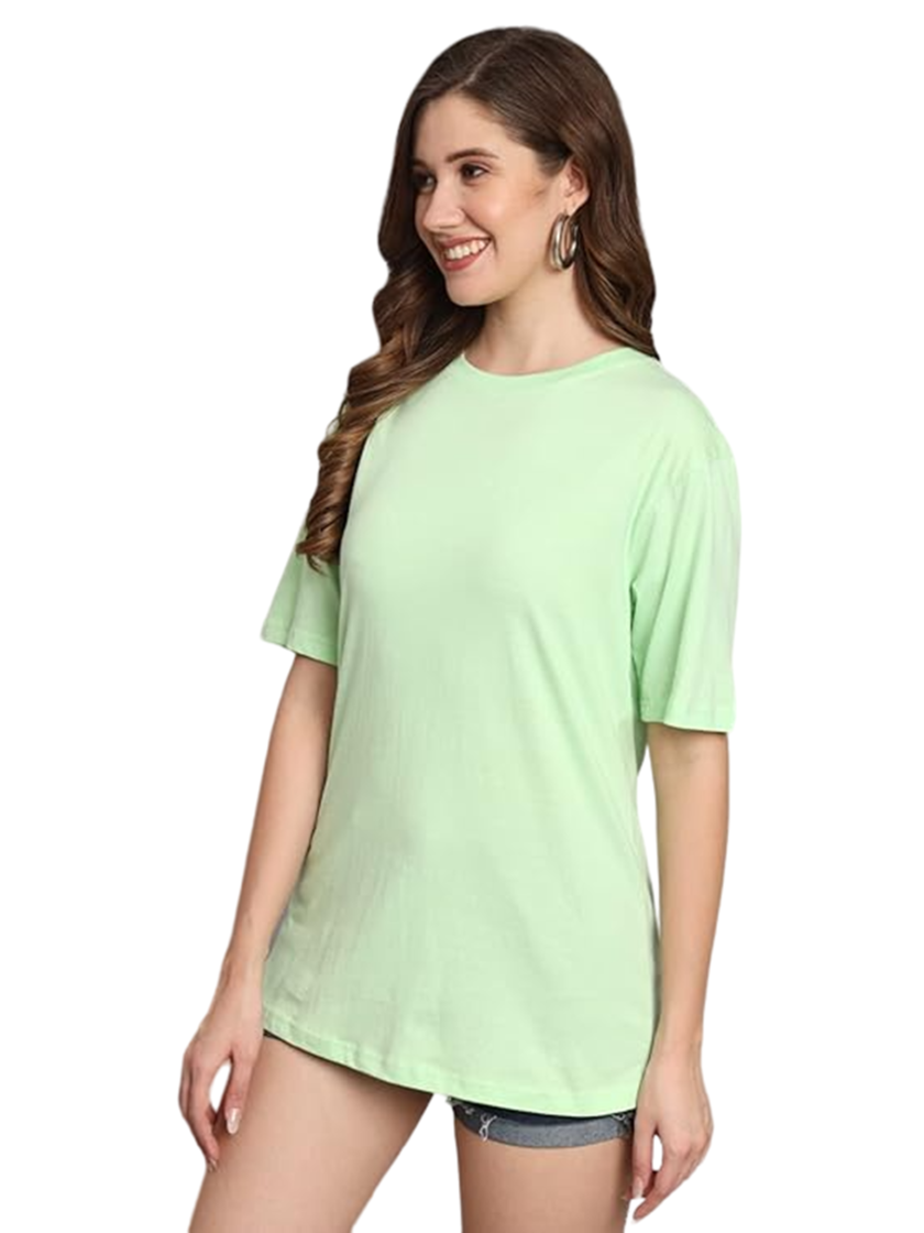 Womy Soft Plain Green T-Shirt for Women