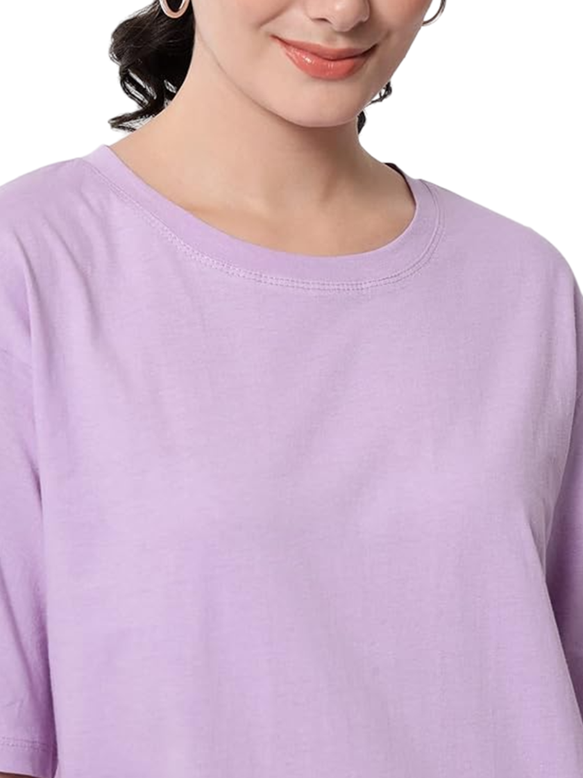 Womy Soft Plain Purple T-Shirt for Women | Premium Lounge Wear | Comfortable & Luxury All-Day Wear ( 22) - Image 3