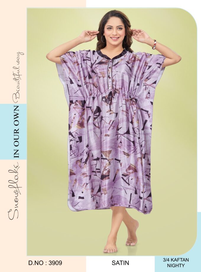 Womy Satin Kaftan Night Wear 3909