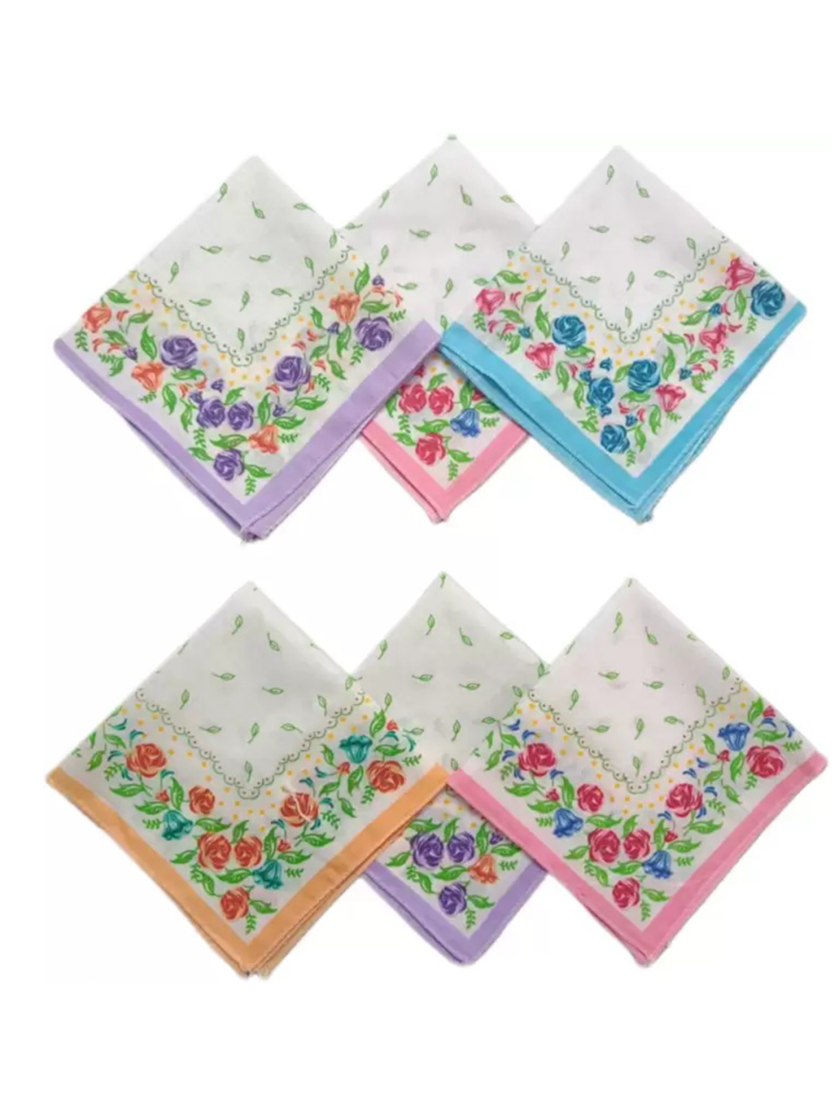 Womy Pure Cotton Queen Ps Handkerchief | Luxurious Gift Set For Women | Flower Printed - Pack Of 24, 36, 48 Pcs - Image 3