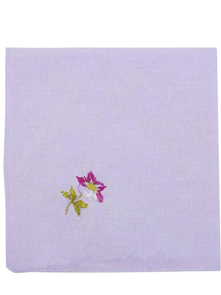 Womy Pure Cotton Embroidery Handkerchief | Luxurious Gift Set For Women | 6 Different Colours With Computer Embroidery - 2 Packs of 3pcs & 1 Pack of 6pcs Of 6 - Image 2