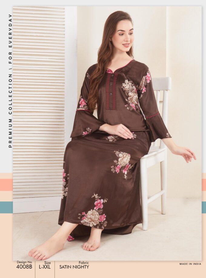Womy Satin Designer Nighty 4008B